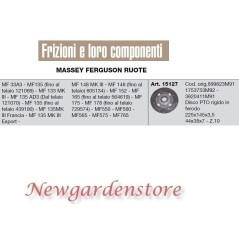 Disco frizione PTO rigido ferodo trattore MASSEY FERGUSON 15127 44x38x7 Z10 | NewgardenParts.com