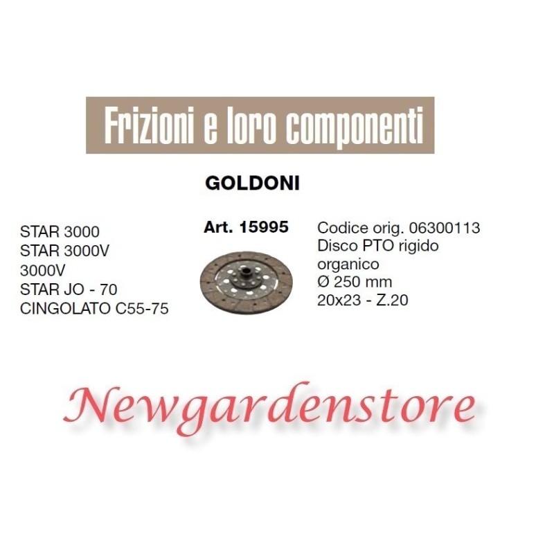 Disco frizione PTO 15995 trattore GOLDONI STAR 3000 CINGOLATO C55 75 20x23 Z20