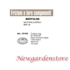 Disco de embrague rígido cortacésped de 10 ranuras BRF 58 BERTOLINI 15193 81.9030.00