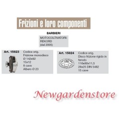 Disco frizione rigido motocoltivatore REKORD 2005 BARBIERI 15823 15824 | NewgardenParts.com