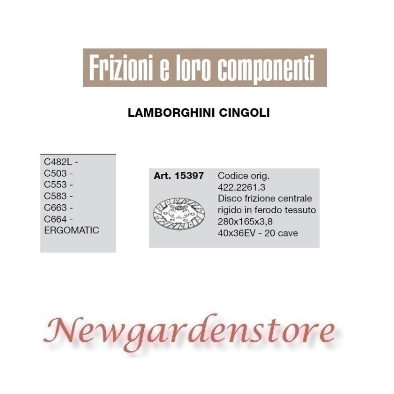 Disco frizione trattore C482 503 553 663 ergomatic 15397 LAMBORGHINI 20 cave