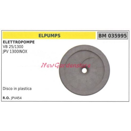 Disco in plastica ELPUMPS elettropompa VB 25/1300 JPV 1300INOX 035955 | NewgardenParts.com