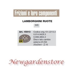 Disco lato cambio trattore 345 15913 LAMBORGHINI 250mm 25x20x4 Z10 151.2213.3 | NewgardenParts.com