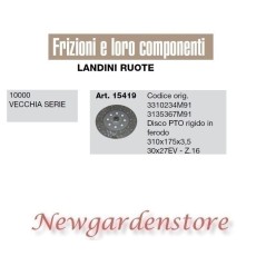 Disco PTO 15419 trattore 10000 vecchia serie 310x175x3,5 30x27 Z16 LANDINI RUOTE | NewgardenParts.com