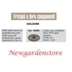 Disco TDF 15998 embrague tractor rígido GOLDONI STAR QUASAR CINGOLATO 20x23 Z20 | NewgardenParts.com