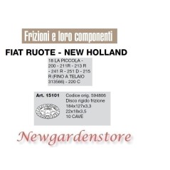 Disco rigido frizione compatibile 200 211R 21R 241R 220C FIAT NEW HOLLAND 15101 | NewgardenParts.com