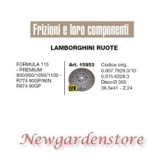 Disco trattore 15953 LAMBORGHINI 350mm Formula 115 Premium 850 950 1050 1100 | NewgardenParts.com