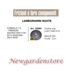 Disco trattore 15983 LAMBORGHINI 350mm Formula 115 Premium 850 950 1050 1100 | NewgardenParts.com