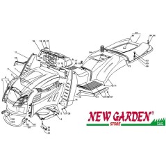 Esploso carrozzeria 102cm XT150 trattorino rasaerba CASTELGARDEN 2002-13ricambi | NewgardenParts.com