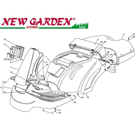 Esploso carrozzeria 72cm XF135HD trattorino rasaerba CASTELGARDEN 2002-2013 | NewgardenParts.com