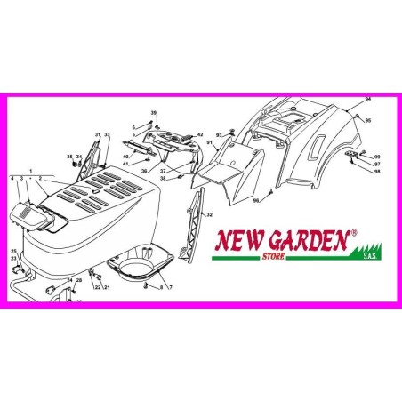 Esploso carrozzeria trattorino 92cm TC 13 5/92 B CASTELGARDEN GGP STIGA | NewgardenParts.com