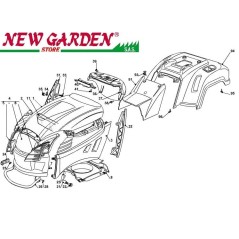 Esploso carrozzeria trattorino rasaerba98cm XD150HD CASTELGARDEN ricambi 2002-13 | NewgardenParts.com