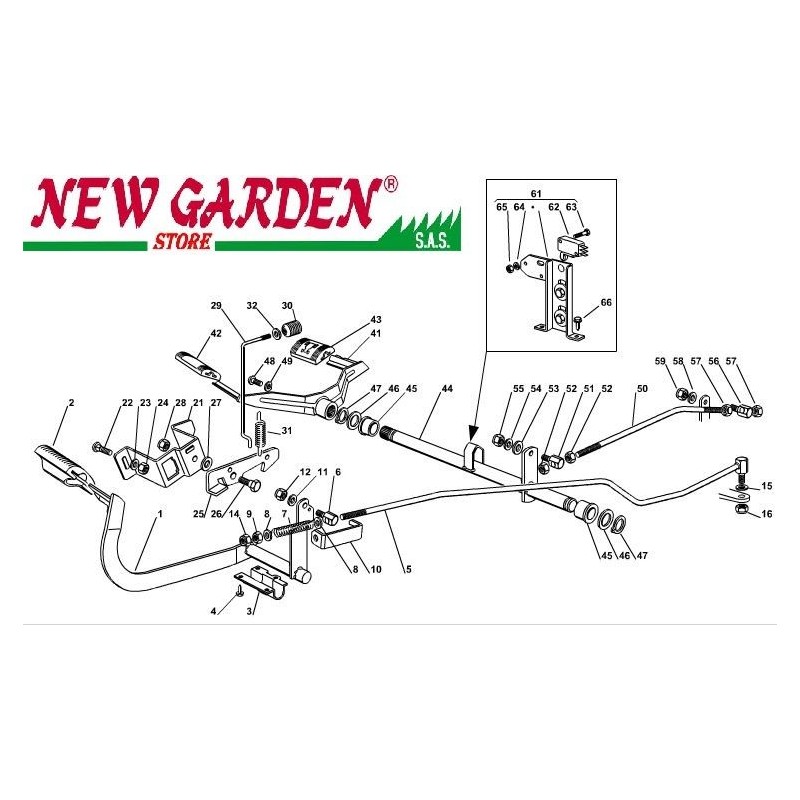 Esploso comando freno cambio 102cm XT140HD Trattorino CASTELGARDEN ricambi