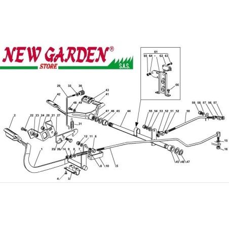 Esploso comando freno cambio 102cm XT140HD Trattorino CASTELGARDEN ricambi | NewgardenParts.com