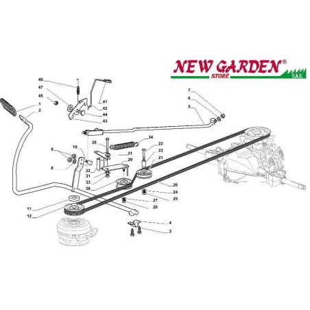 Esploso comando freno cambio SD98 XD150HDC trattorino rasaerba CASTELGARDEN | NewgardenParts.com