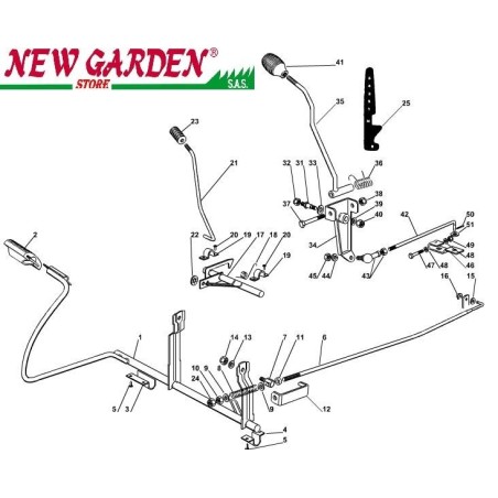 Esploso comando freno cambio trattorino rasaerba 98cm XL140 CASTELGARDEN 2002-13 | NewgardenParts.com