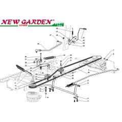 Esploso comando freno cambioSD108 XDL170 trattorino rasaerba CASTELGARDEN2002-13 | NewgardenParts.com