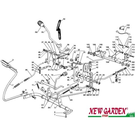 Esploso comando freno comando cambio trattorino rasaerba72cm F125H CASTELGARDEN | NewgardenParts.com