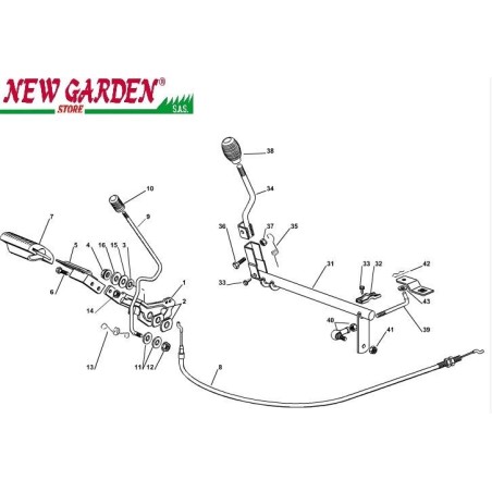 Esploso comando trasmissione freno trattorino rasaerba EL63 XE75 CASTELGARDEN | NewgardenParts.com