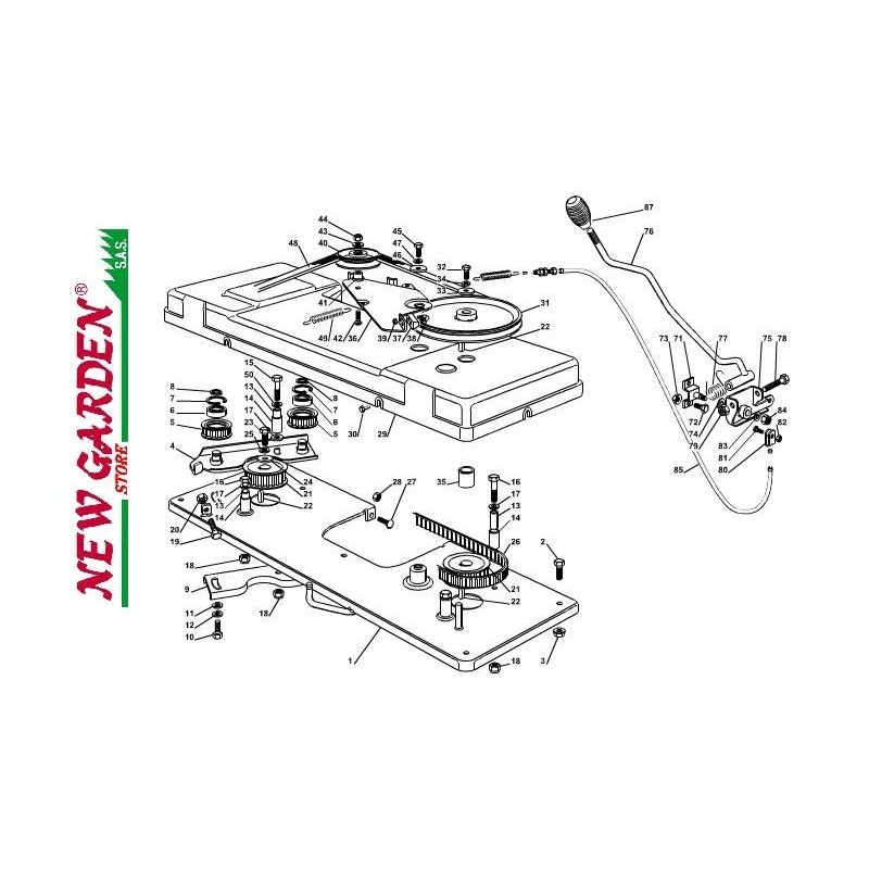 Esploso innesto lama 102 cm  XT140 trattorino CASTELGARDEN 2002 - 2013