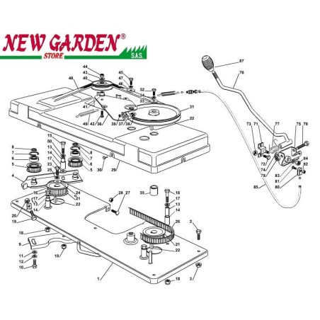 Esploso innesto lama 102cm XT160 trattorino rasaerba CASTELGARDEN ricambi2002-13 | NewgardenParts.com