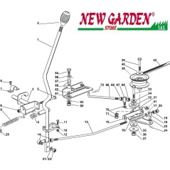 Vue éclatée accouplement lame tracteur de pelouse 72cm XF130C CASTELGARDEN pièces détachées