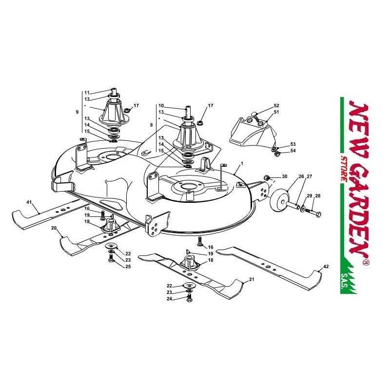 Vue éclatée du plateau de coupe 102cm XT140 tracteur de pelouse CASTELGARDEN 2002 - 2013 Vue éclatée du plateau de coupe 102cm XT140 tracteur de pelouse CASTELGARDEN 2002 - 2013