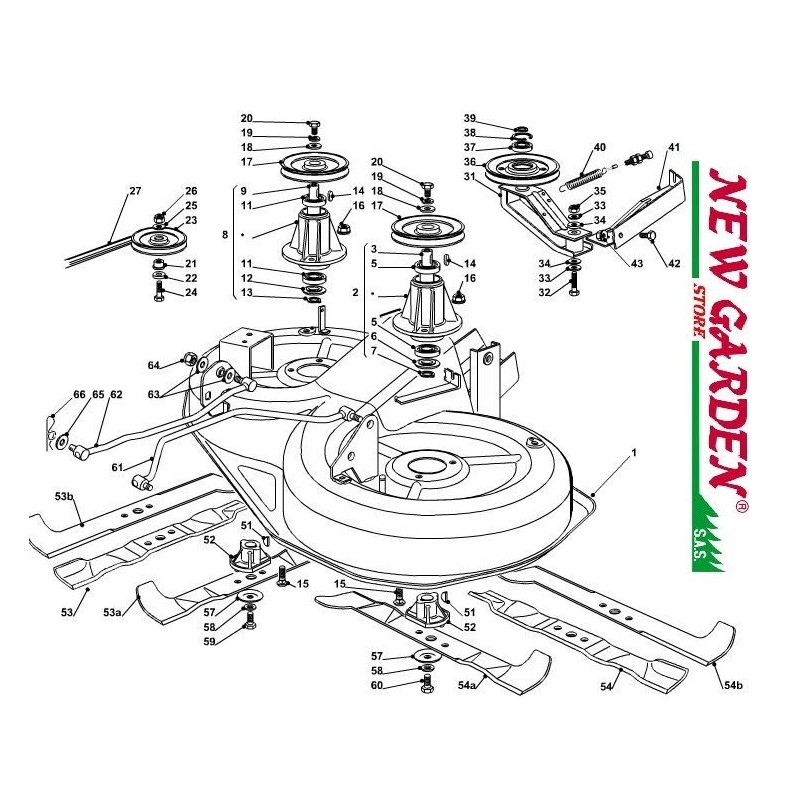 Esploso piatto di taglio 84cm J135H trattorino rasaerba CASTELGARDEN 2012-13