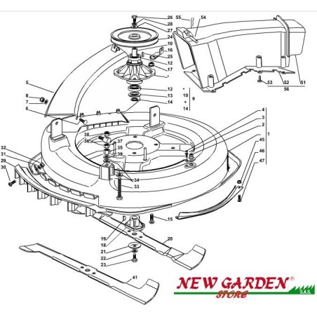 Esploso piatto di taglio trattorino rasaerba 72cm F125H CASTELGARDEN 2012-13 | NewgardenParts.com