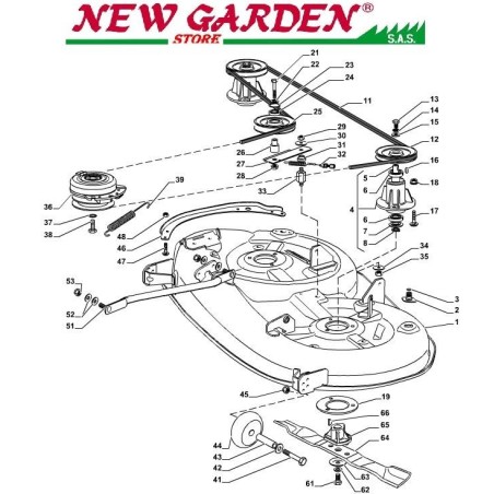 Esploso piatto di taglio trattorino rasaerba SD108 XDL170 CASTELGARDEN 2002-13 | NewgardenParts.com