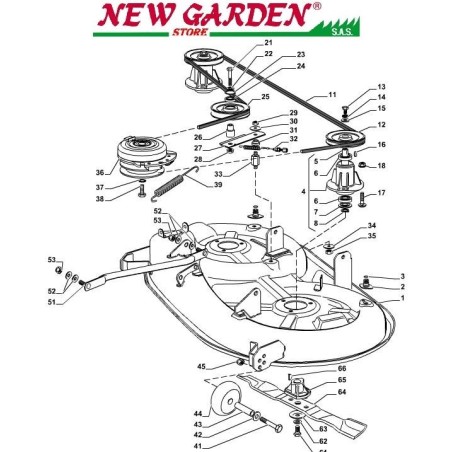 Esploso piatto di taglio trattorino rasaerba SD98 XD170 HD CASTELGARDEN 2002-13 | NewgardenParts.com