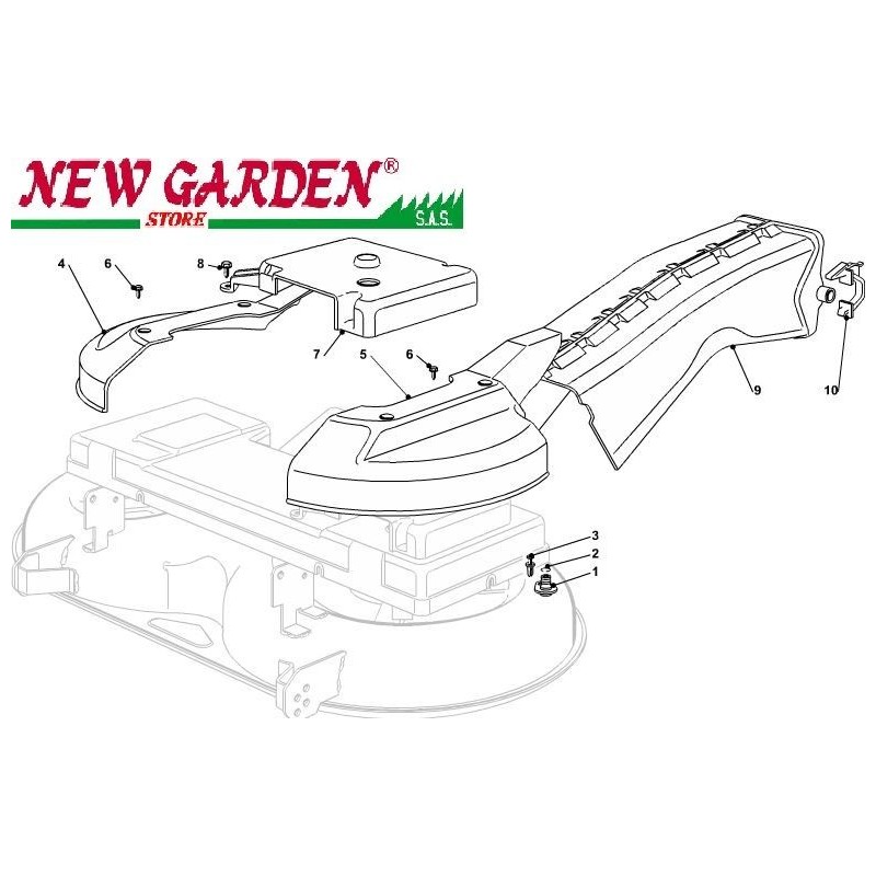 Esploso protezioni convogliatore 102cm PT140 trattorino rasaerba CASTELGARDEN