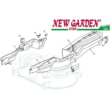 Esploso protezioni convogliatore 102cm TN185H Trattorino rasaerba CASTELGARDEN | NewgardenParts.com