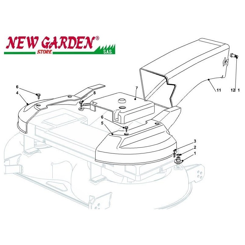 Esploso protezioni convogliatore 122cm XX220HDE trattorino rasaerba CASTELGARDEN