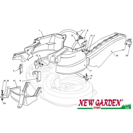 Esploso protezioni convogliatore 84cm J135H trattorino rasaerba CASTELGARDEN | NewgardenParts.com