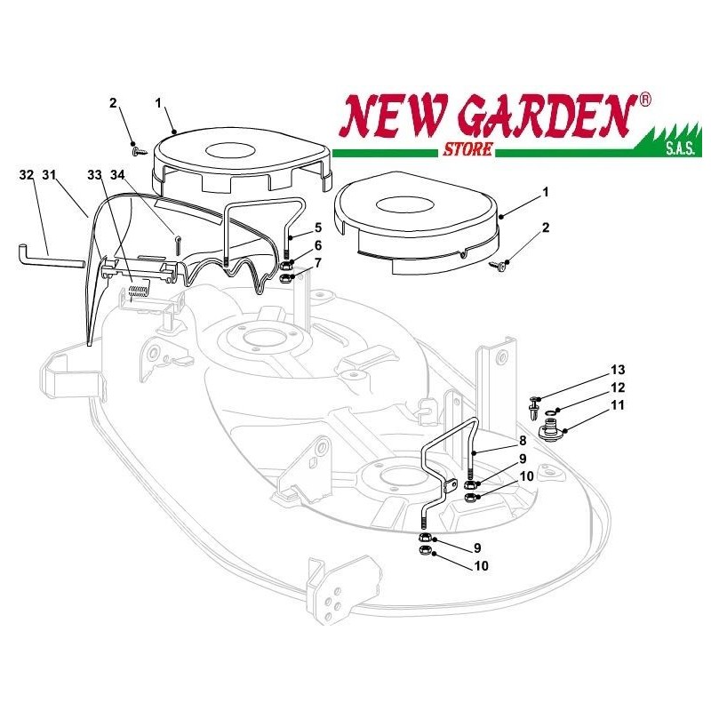 Esploso protezioni trattorino rasaerba 98cm XD140 CASTELGARDEN ricambi 2002-13