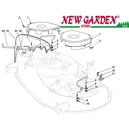 Esploso protezioni trattorino rasaerba 98cm XD140 CASTELGARDEN ricambi 2002-13 | NewgardenParts.com