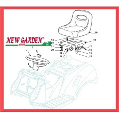 Esploso ricambi sedile volante trattorino 92cm PG 170 CASTELGARDEN GGP STIGA | NewgardenParts.com