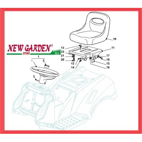 Esploso ricambi sedile volante trattorino 92cm PG 170 CASTELGARDEN GGP STIGA | NewgardenParts.com