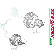 Esploso ruote 102cm TN185H Trattorino rasaerba CASTELGARDEN 2002-13 ricambi | NewgardenParts.com