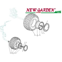 Esploso ruote 102cm XT150HD trattorino rasaerba ricambi CASTELGARDEN 2002-13 | NewgardenParts.com