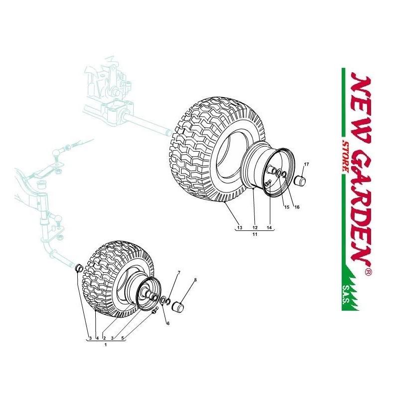 Esploso ruote 102cm XT175HDE Trattorino rasaerba CASTELGARDEN ricambi  2002-2013