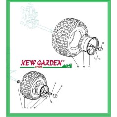 Esploso ruote 92cm trattorino rasaerba PG 140 CASTELGARDEN GGP MOUNTFIELD | NewgardenParts.com