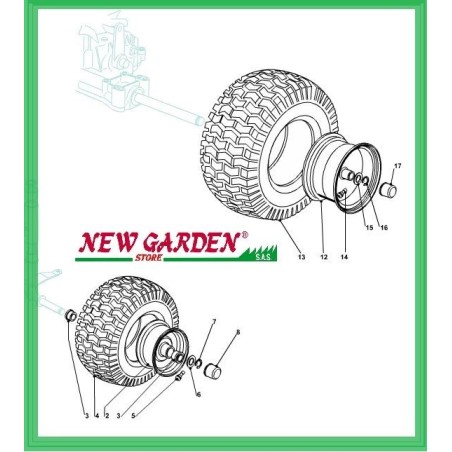 Esploso ruote 92cm trattorino rasaerba TP 14/92 HH CASTELGARDEN GGP MOUNTFIELD | NewgardenParts.com