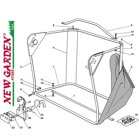 Esploso sacco 72cm XF130HD trattorino rasaerba CASTELGARDEN 2002-2013 ricambi | NewgardenParts.com