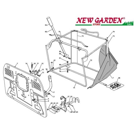 Esploso sacco cesto 102cm XT140HD trattorino CASTELGARDEN 2002-2013 ricambi | NewgardenParts.com