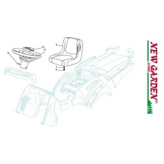 Esploso sedile e volante 102 cm XT140HD trattorino CASTELGARDEN 2002 - 2013 | NewgardenParts.com