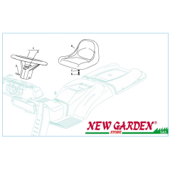 Esploso sedile e volante 102 cm XT140HD trattorino CASTELGARDEN 2002 - 2013 | NewgardenParts.com