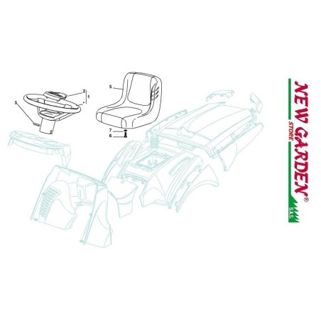 Esploso sedile e volante 102cm XT140HD trattorino rasaerba CASTELGARDEN 2002-13 | NewgardenParts.com