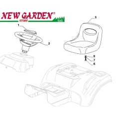 Esploso sedile e volante 84cm PDC140 trattorino rasaerba CASTELGARDEN 2002-13 | NewgardenParts.com